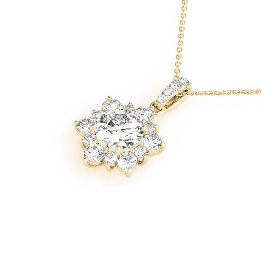 Round Floral Halo Pendant 1Ct
