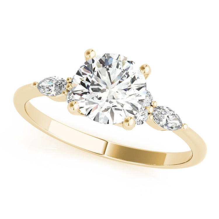 Marquise & Round Accented Engagement Ring 0.40ct With 2.14 Carat Cushion Shape Lab Grown Diamond