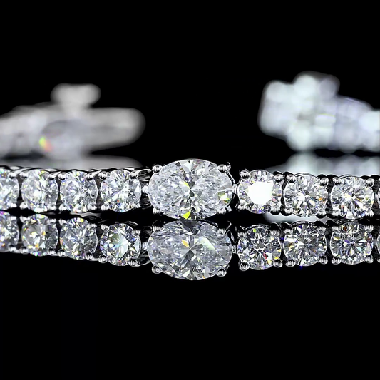 Lab Diamond Oval & Round Tennis Bracelet 5.32ct