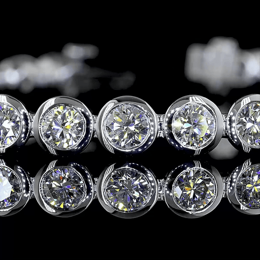 Lab Diamond Round Bezel Tennis Bracelet 3.64ct