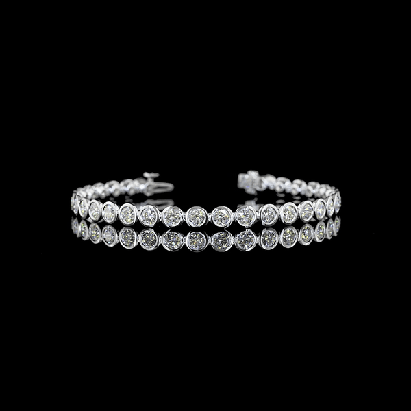Lab Diamond Round Bezel Tennis Bracelet 4.18ct