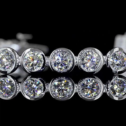 Lab Diamond Round Bezel Tennis Bracelet 4.18ct