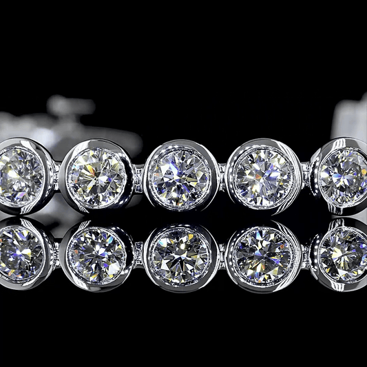 Lab Diamond Round Bezel Tennis Bracelet 4.18ct