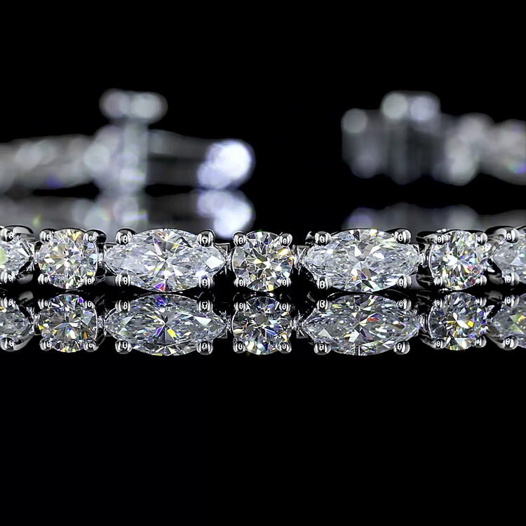 Lab Diamond Marquise & Round Tennis Bracelet 4.16ct