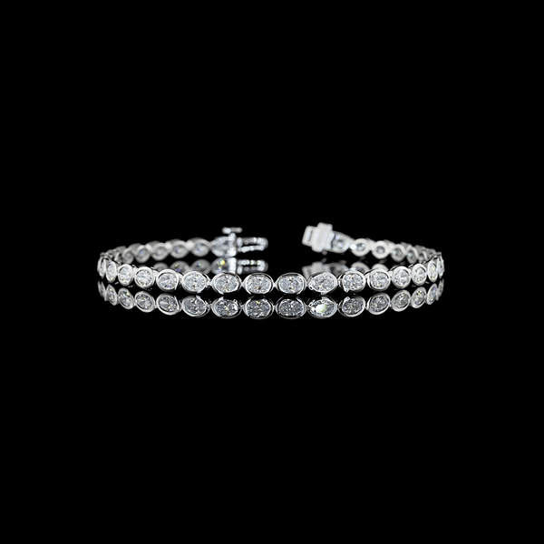 Lab Diamond Oval Bezel Tennis Bracelet 5.95ct