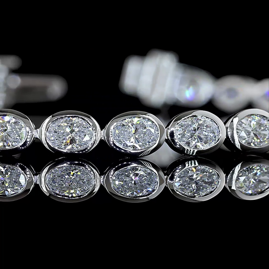 Lab Diamond Oval Bezel Tennis Bracelet 5.95ct