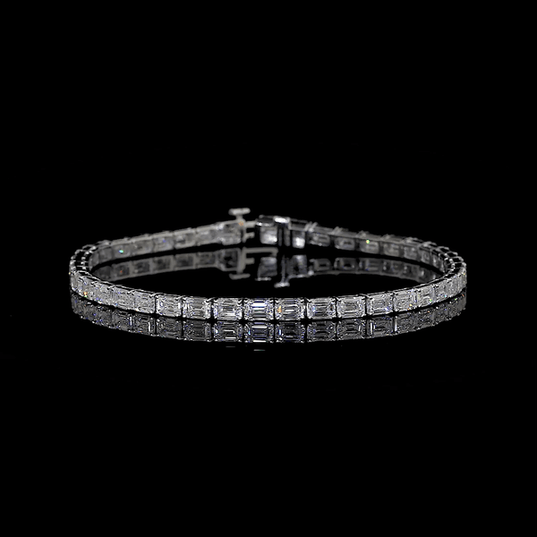 Lab Diamond Emerald Tennis Bracelet 4.33ct