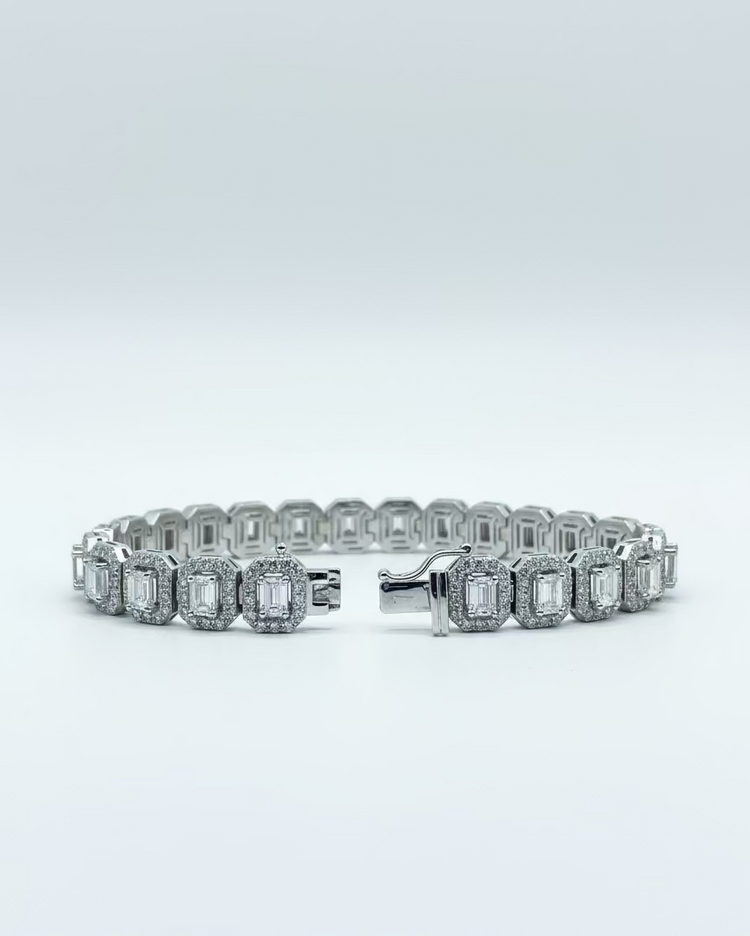 Emerald Halo Tennis Bracelet 8.86ct