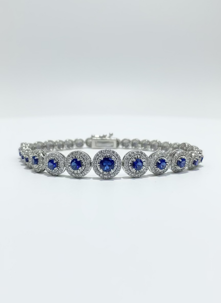 Sapphire Halo Tennis Bracelet 1.70/1.50ct