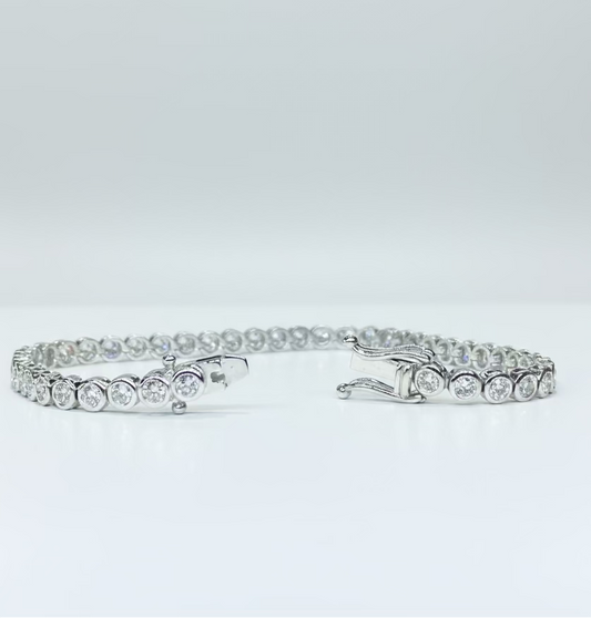 Diamond Round Bezel Tennis Bracelet 3.64ct