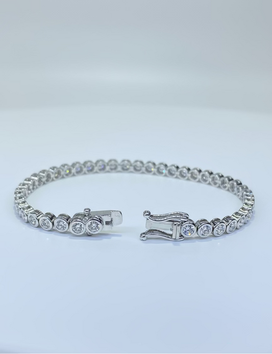 Diamond Round Bezel Tennis Bracelet 4.18ct