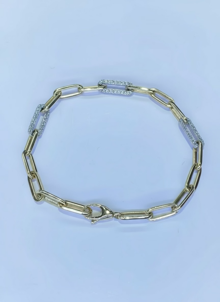 Two Tone Paperclip Diamond Bracelet 0.75CT