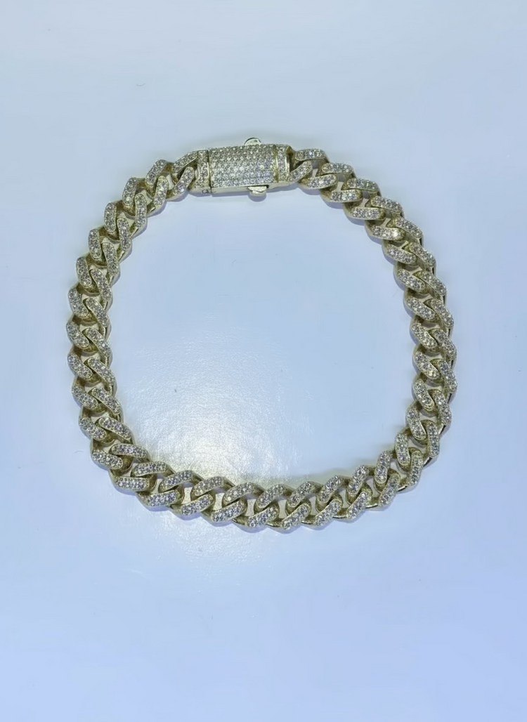 Yellow Gold Cuban Diamond Bracelet 3.10Ct