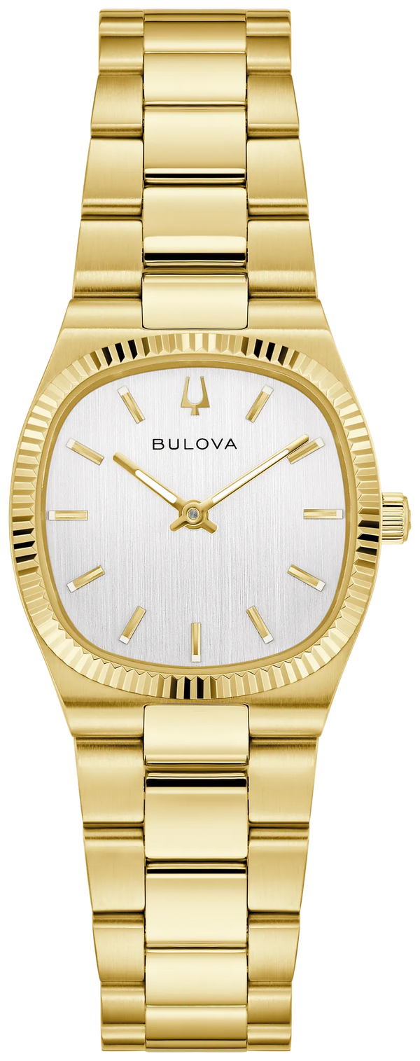 Bulova 97L189 Super Seville Mini women's gold-tone silver dial watch - front