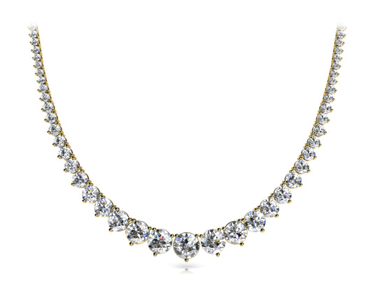 3 Prong Graduated Diamond Tennis Necklace 17Ct