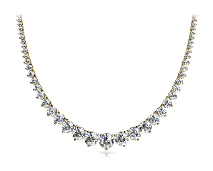 3 Prong Graduated Diamond Tennis Necklace 17Ct