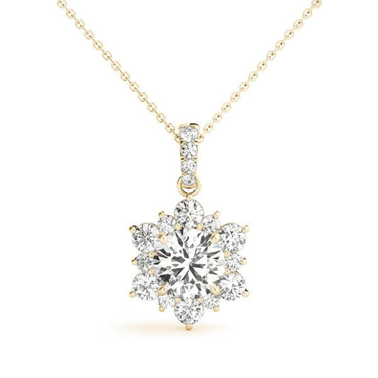 Round Floral Halo Pendant 1Ct
