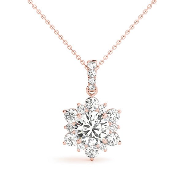 Round Floral Halo Pendant 1Ct