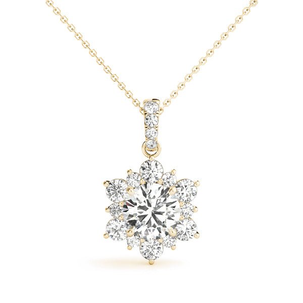 Round Floral Halo Pendant 1Ct