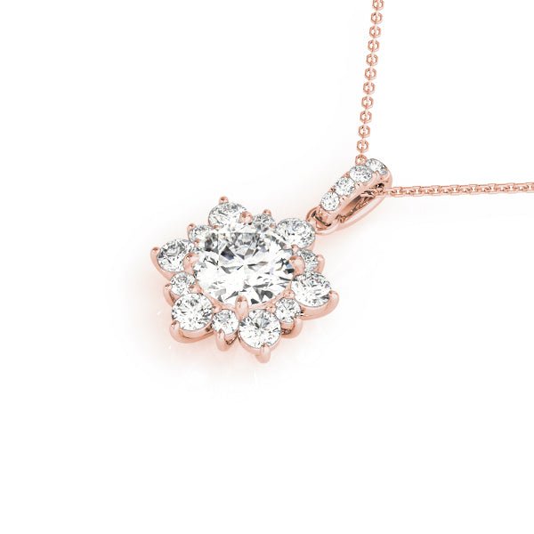 Round Floral Halo Pendant 1Ct