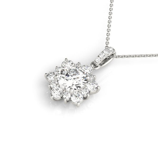 Round Floral Halo Pendant 1Ct