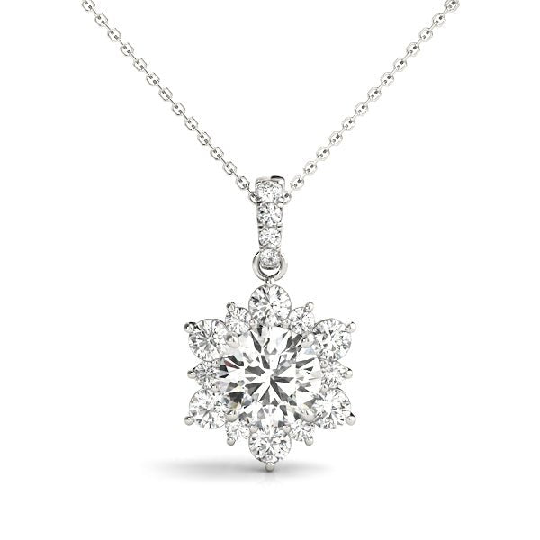 Round Floral Halo Pendant 1Ct
