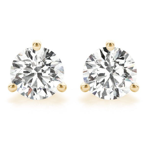 yellow gold 5 Carat Diamond Stud Earrings | 14k Gold Martini Setting