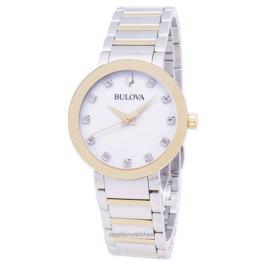 Bulova 98P180 Modern women's two-tone diamond MOP watch - front