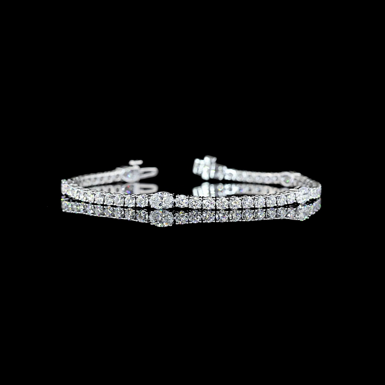 Lab Diamond Oval & Round Tennis Bracelet 5.32ct