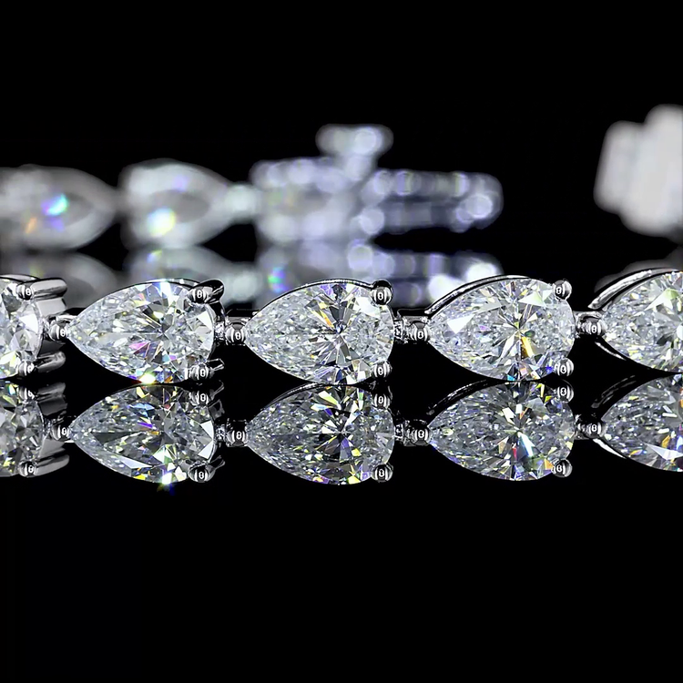 Lab Diamond Pear Tennis Bracelet 9.21ct