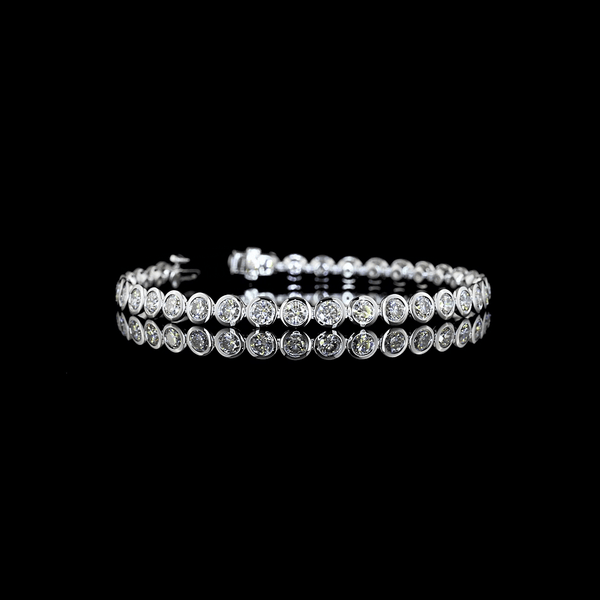 Lab Diamond Round Bezel Tennis Bracelet 3.64ct