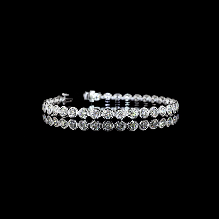 Lab Diamond Round Bezel Tennis Bracelet 3.64ct