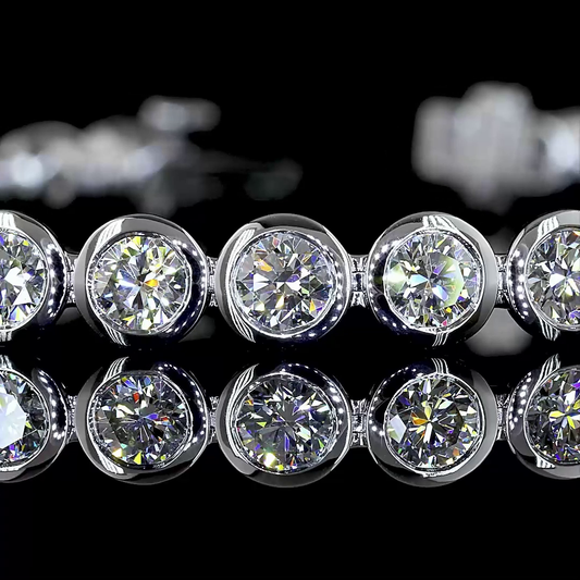 Lab Diamond Round Bezel Tennis Bracelet 3.64ct