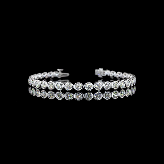Lab Diamond Round Bezel Tennis Bracelet 4.18ct