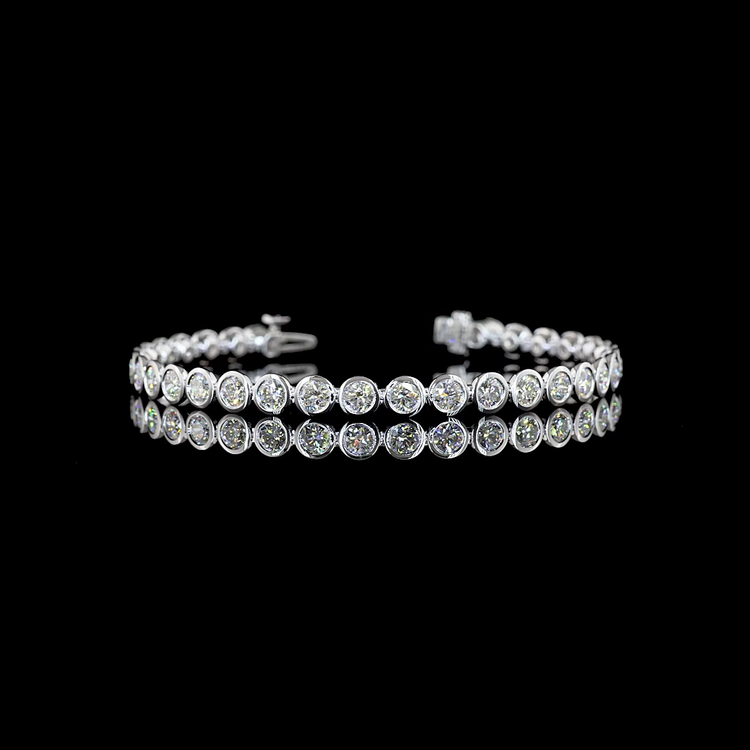 Lab Diamond Round Bezel Tennis Bracelet 4.18ct