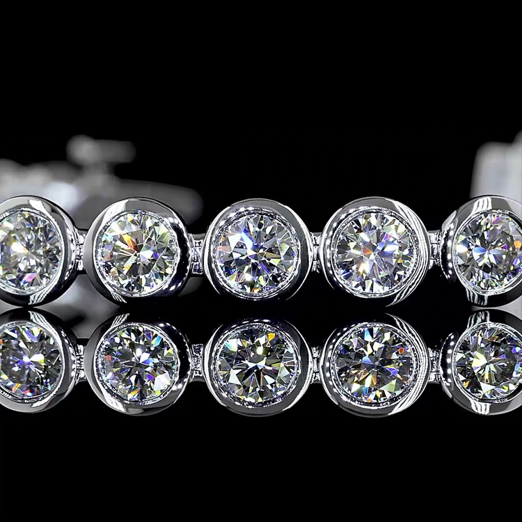 Lab Diamond Round Bezel Tennis Bracelet 4.18ct