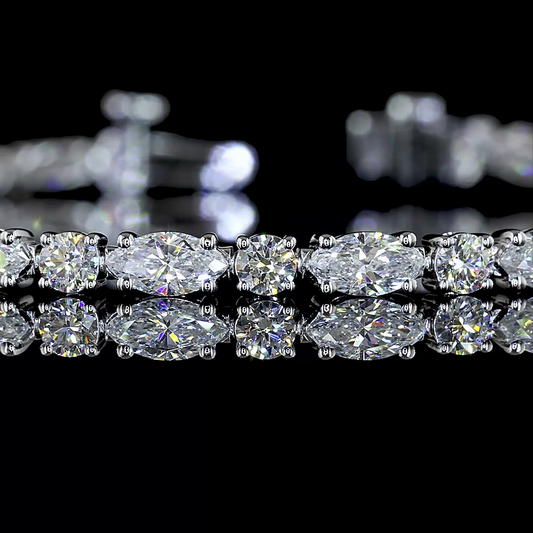 Lab Diamond Marquise & Round Tennis Bracelet 4.16ct