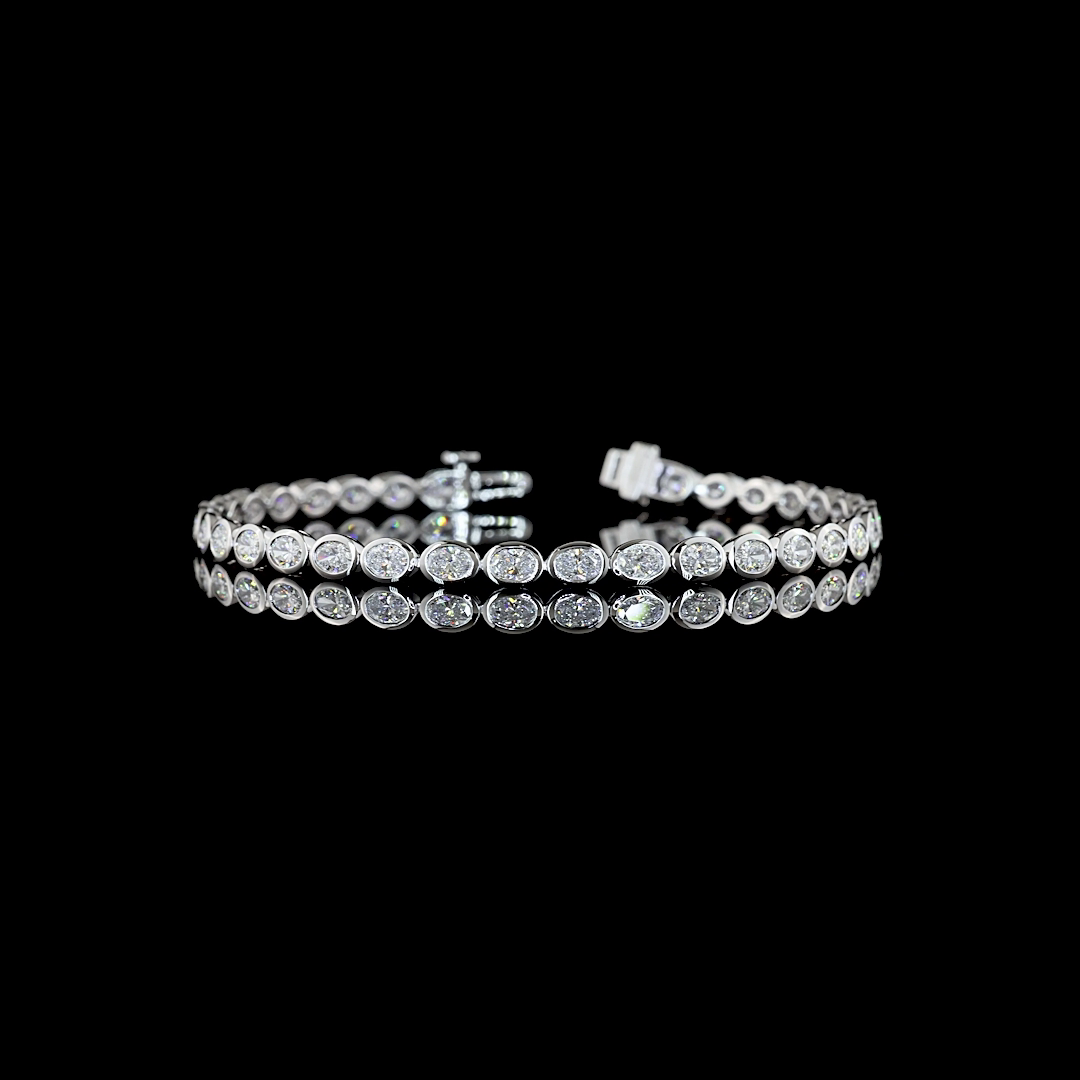 
                    Lab Diamond Oval Bezel Tennis Bracelet 5.95ct
                  