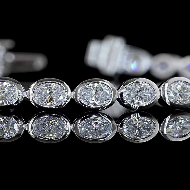 Lab Diamond Oval Bezel Tennis Bracelet 5.95ct