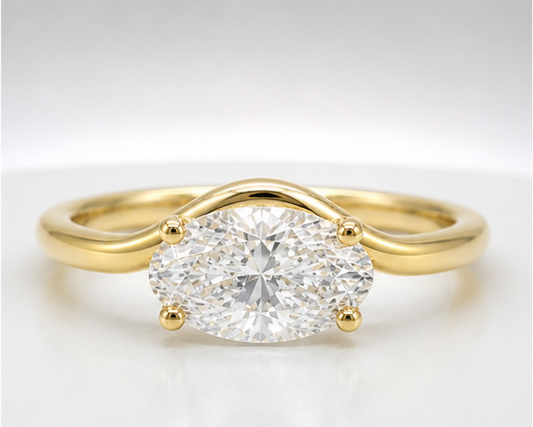Diamond Pinky Twist Oval Ring 0.82ct