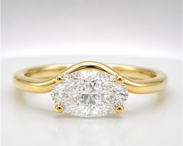 Diamond Pinky Twist Oval Ring 0.82ct