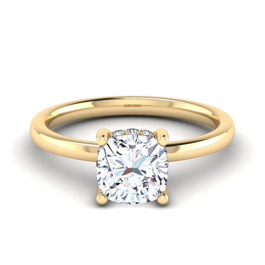 Underhalo Engagement Ring With 2.9 Carat Cushion Shape Lab Grown Diamond