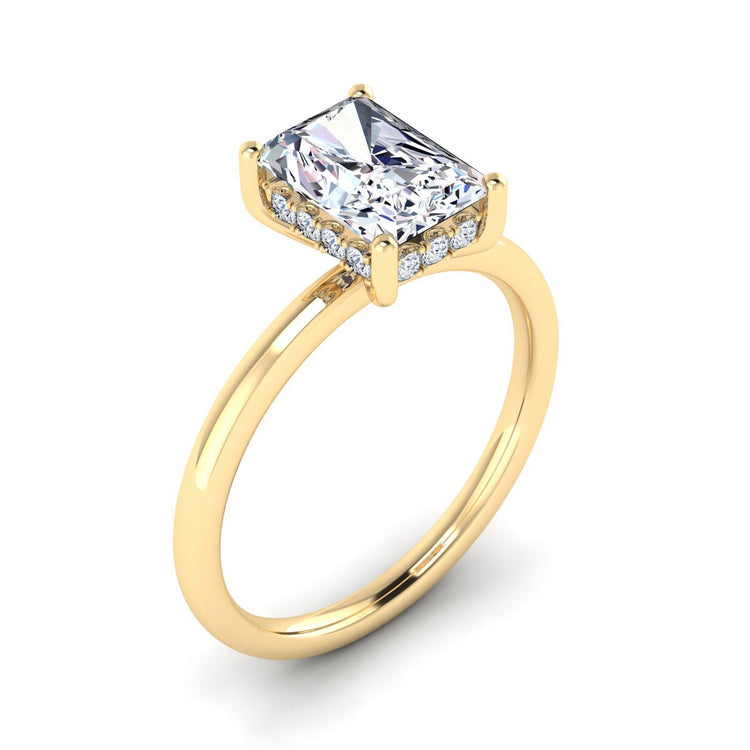 Underhalo Engagement Ring With 2.18 Carat Radiant Shape Lab Grown Diamond