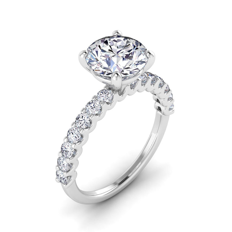 Petite U Prong Engagement Ring With 0.75 Carat Emerald Shape Lab Grown Diamond