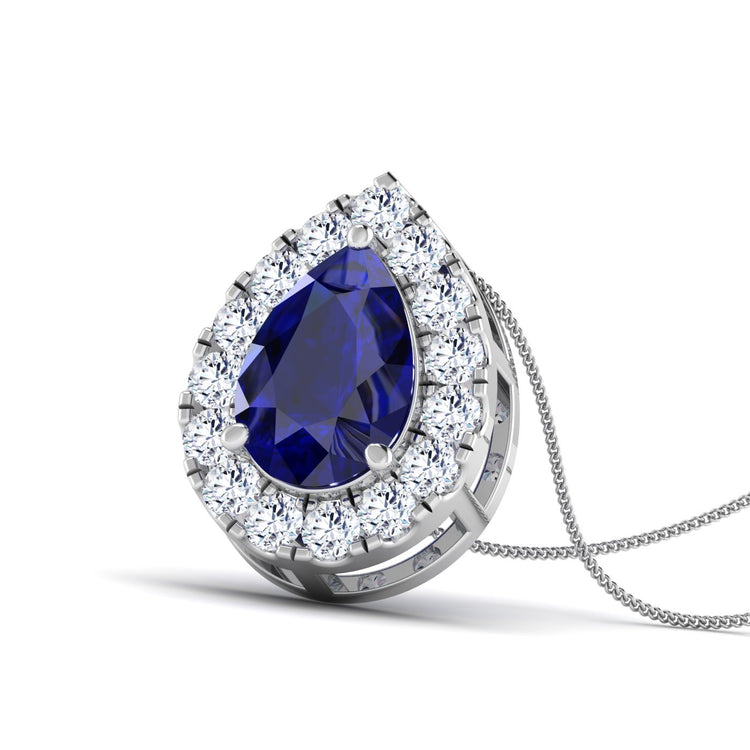 1 CT. Pear Shaped Lab Created Sapphire Pendant