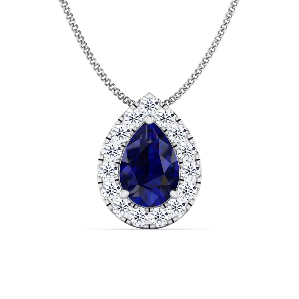 1 CT. Pear Shaped Lab Created Sapphire Pendant