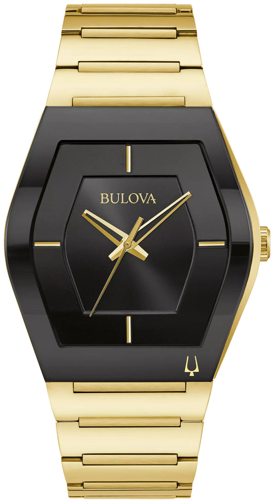 Bulova 97A164 Modern Gemini gold-tone black dial watch - front
