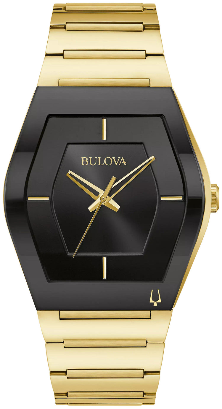 Bulova 97A164 Modern Gemini gold-tone black dial watch - front