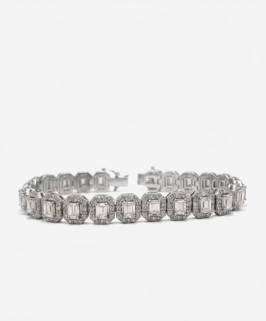 Emerald Halo Tennis Bracelet 8.86ct