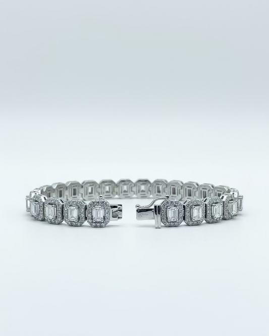 Emerald Halo Tennis Bracelet 8.86ct